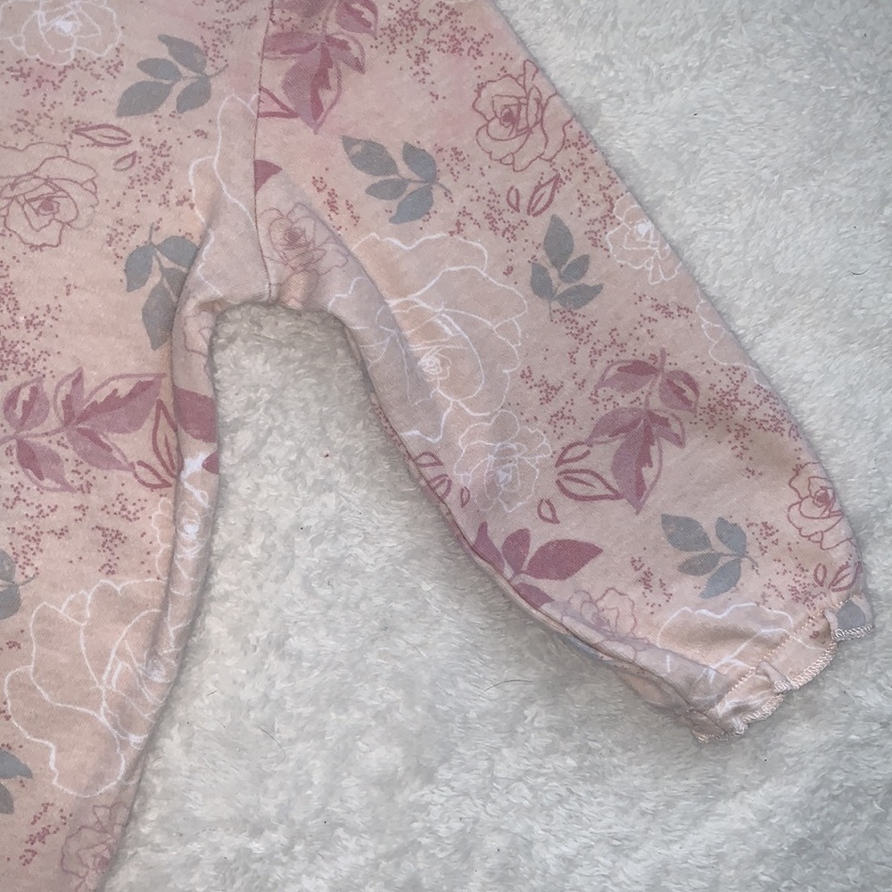 Laura Ashley 6-9M Pink Floral Ruffle Footie EUC - Picture 4 of 10